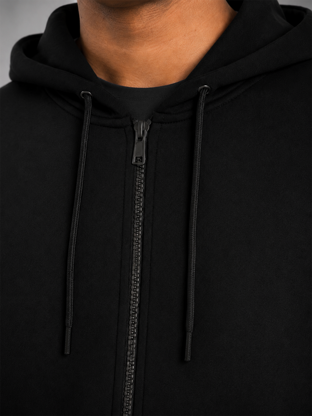 Men's Solid Black Zipper Hoodie