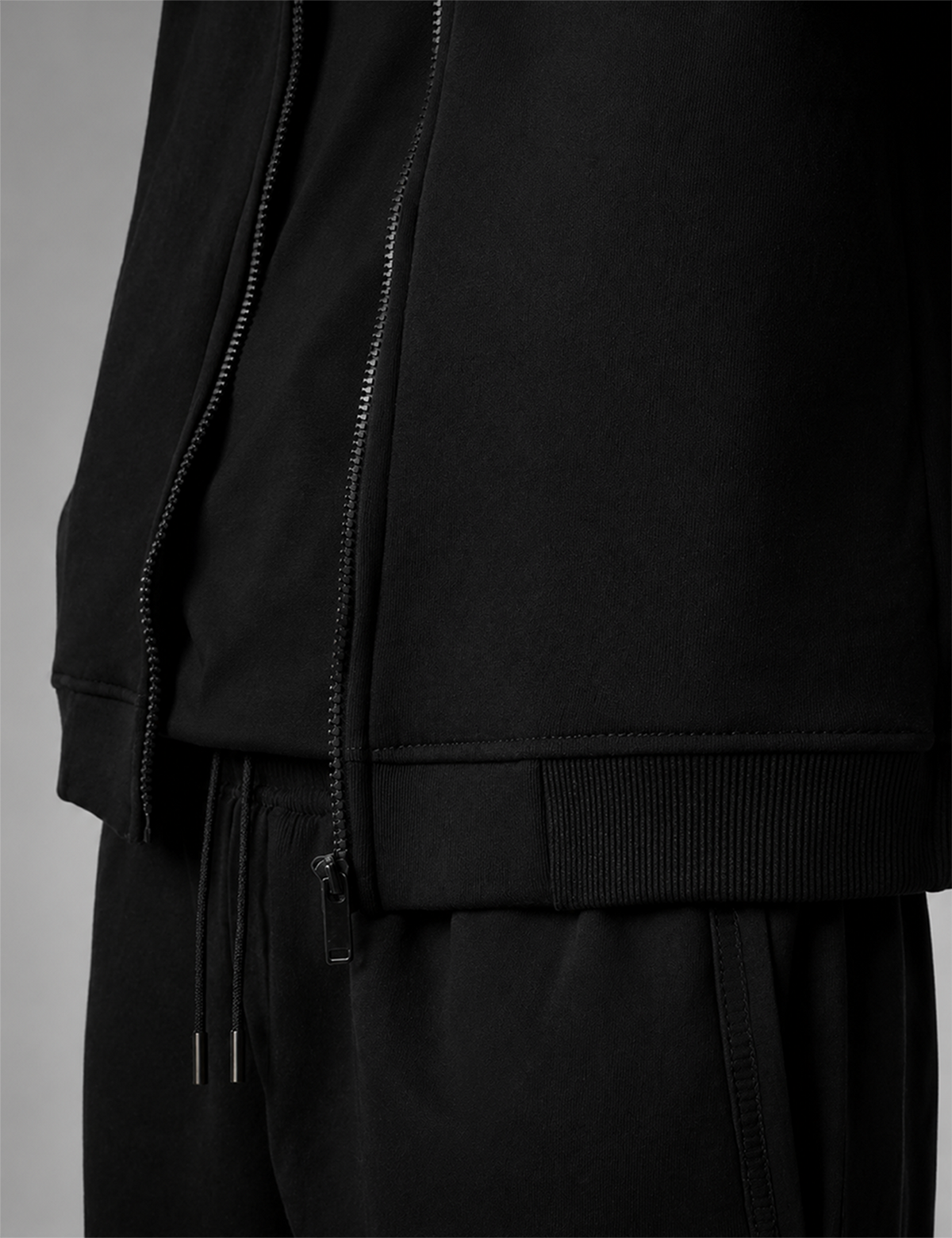 Men's Solid Black Zipper Hoodie